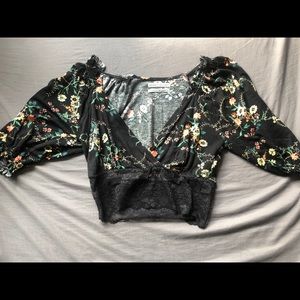 Urban outfitters plunging floral crop top